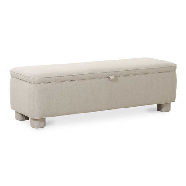 Moe's Home Ichigo Storage Bench - Luxurious Upholstered Seating With Hidden Storage And Timeless Style Grey Upholstery, 97% Polyester 3% Linen,Wood Frame, Plywood Oa-1004-29
