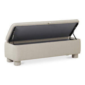 Moe's Home Ichigo Storage Bench - Luxurious Upholstered Seating With Hidden Storage And Timeless Style Grey Upholstery, 97% Polyester 3% Linen,Wood Frame, Plywood Oa-1004-29