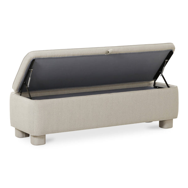 Moe's Home Ichigo Storage Bench - Luxurious Upholstered Seating With Hidden Storage And Timeless Style Grey Upholstery, 97% Polyester 3% Linen,Wood Frame, Plywood Oa-1004-29