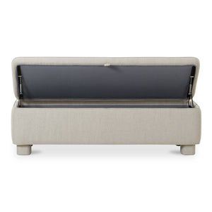 Moe's Home Ichigo Storage Bench - Luxurious Upholstered Seating With Hidden Storage And Timeless Style Grey Upholstery, 97% Polyester 3% Linen,Wood Frame, Plywood Oa-1004-29
