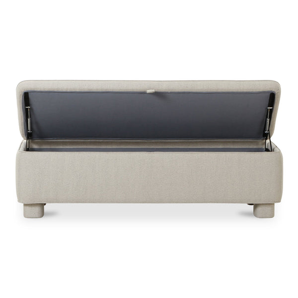 Moe's Home Ichigo Storage Bench - Luxurious Upholstered Seating With Hidden Storage And Timeless Style Grey Upholstery, 97% Polyester 3% Linen,Wood Frame, Plywood Oa-1004-29