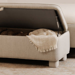 Moe's Home Ichigo Storage Bench - Luxurious Upholstered Seating With Hidden Storage And Timeless Style Grey Upholstery, 97% Polyester 3% Linen,Wood Frame, Plywood Oa-1004-29