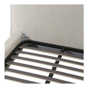 Moe's Home Zeppelin Bed - 70s Inspired Low-slung Design With Floating Base And Plush Foam Headboard Comfort White Upholstery, 97% Polyester,3% Linen,Wood Frame, Plywood Oa-1005-29-0