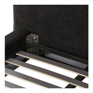 Moe's Home Zeppelin Bed - 70s Inspired Low-slung Design With Floating Base And Plush Foam Headboard Comfort Black Upholstery, 100% Polyester,Wood Frame, Plywood Oa-1006-02-0