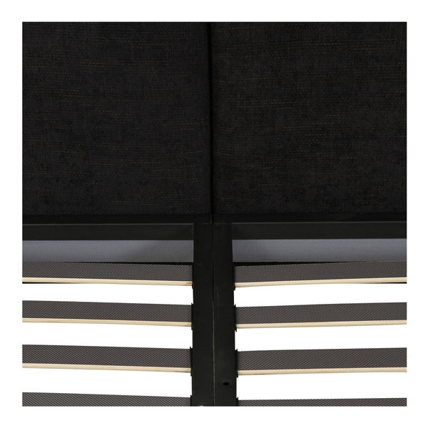 Moe's Home Zeppelin Bed - 70s Inspired Low-slung Design With Floating Base And Plush Foam Headboard Comfort Black Upholstery, 100% Polyester,Wood Frame, Plywood Oa-1006-02-0