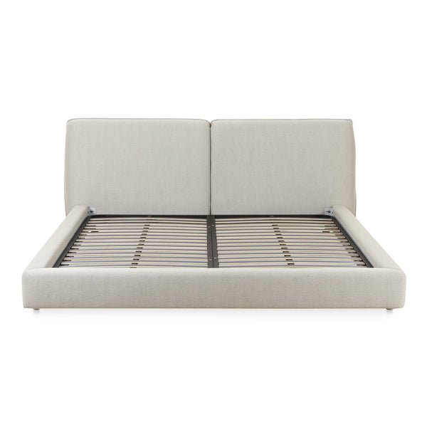 Moe's Home Zeppelin Bed - 70s Inspired Low-slung Design With Floating Base And Plush Foam Headboard Comfort Black Upholstery, 97% Polyester,3% Linen,Wood Frame, Plywood Oa-1006-29-0