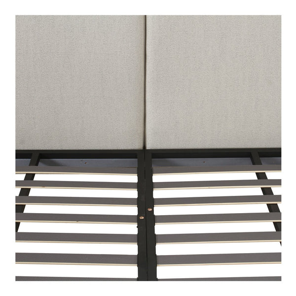 Moe's Home Zeppelin Bed - 70s Inspired Low-slung Design With Floating Base And Plush Foam Headboard Comfort Black Upholstery, 97% Polyester,3% Linen,Wood Frame, Plywood Oa-1006-29-0