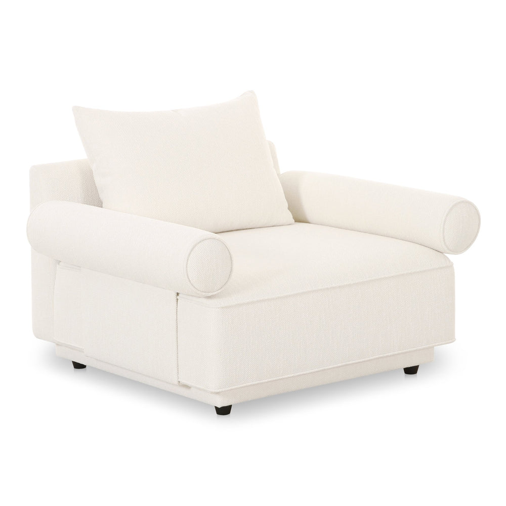 Moe's Home Rosello Armchair - Stylish Transitional Seating With Textured Fabric, Eco-friendly Design & Comfort White Upholstery, 30% Recycled Polyester,70% Polyester,Plywood Frame Oa-1007-18