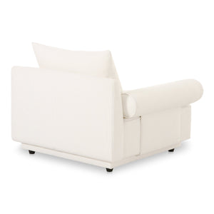 Moe's Home Rosello Armchair - Stylish Transitional Seating With Textured Fabric, Eco-friendly Design & Comfort White Upholstery, 30% Recycled Polyester,70% Polyester,Plywood Frame Oa-1007-18