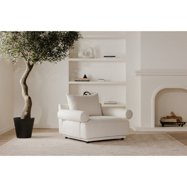 Moe's Home Rosello Armchair - Stylish Transitional Seating With Textured Fabric, Eco-friendly Design & Comfort White Upholstery, 30% Recycled Polyester,70% Polyester,Plywood Frame Oa-1007-18