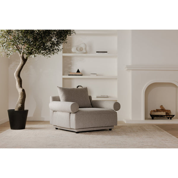 Moe's Home Rosello Armchair - Stylish Transitional Seating With Textured Fabric, Eco-friendly Design & Comfort Grey Upholstery, 30% Recycled Polyester,70% Polyester,Plywood Frame Oa-1007-29