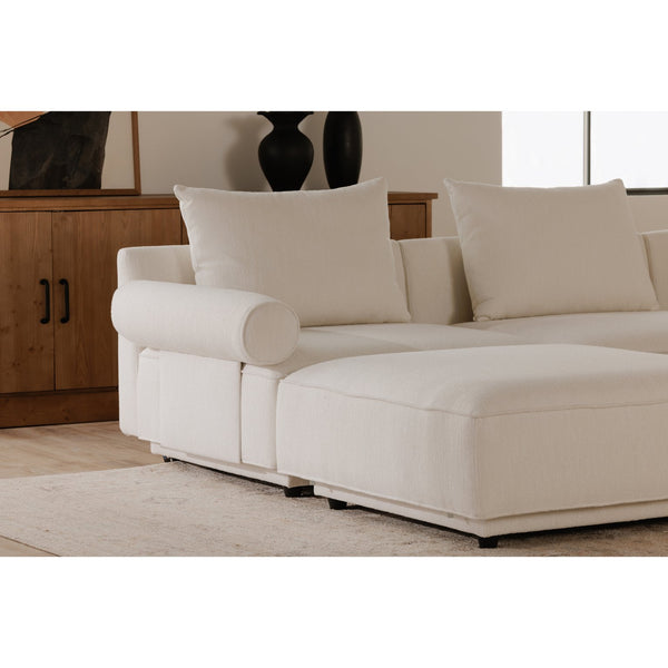 Moe's Home Rosello Modular Sectional Sofa: Stylish, Sustainable Comfort With Versatile Design For Any Space White Upholstery, 30% Recycled Polyester,70% Polyester,Plywood Frame Oa-1008-18