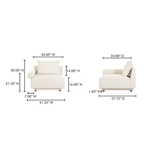 Moe's Home Rosello Modular Sectional Sofa: Stylish, Sustainable Comfort With Versatile Design For Any Space White Upholstery, 30% Recycled Polyester,70% Polyester,Plywood Frame Oa-1008-18