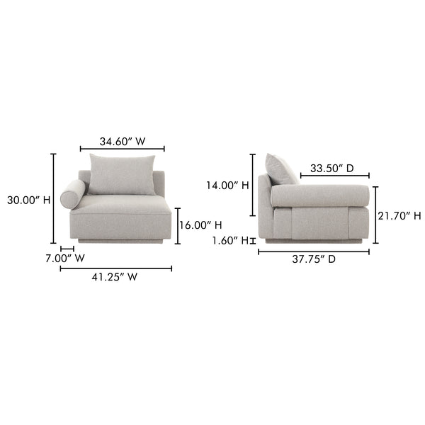 Moe's Home Rosello Modular Sectional Sofa: Stylish, Sustainable Comfort With Versatile Design For Any Space Grey Upholstery, 30% Recycled Polyester,70% Polyester,Plywood Frame Oa-1008-29
