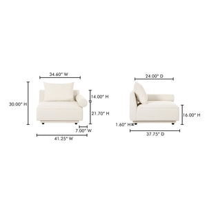 Moe's Home Rosello Modular Sectional Sofa: Stylish, Sustainable Comfort With Versatile Design For Any Space White Upholstery, 30% Recycled Polyester,70% Polyester,Plywood Frame Oa-1009-18