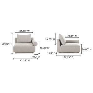 Moe's Home Rosello Modular Sectional Sofa: Stylish, Sustainable Comfort With Versatile Design For Any Space Grey Upholstery, 30% Recycled Polyester,70% Polyester,Plywood Frame Oa-1009-29