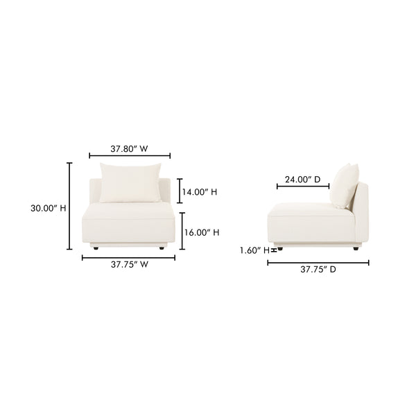 Moe's Home Rosello Modular Sectional Sofa: Stylish, Sustainable Comfort With Versatile Design For Any Space White Upholstery, 30% Recycled Polyester,70% Polyester,Plywood Frame Oa-1010-18