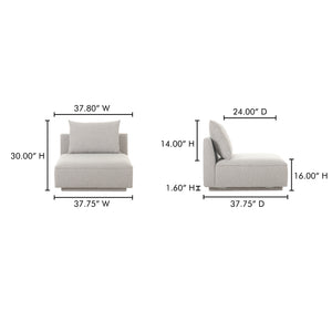 Moe's Home Rosello Modular Sectional Sofa: Stylish, Sustainable Comfort With Versatile Design For Any Space Grey Upholstery, 30% Recycled Polyester,70% Polyester,Plywood Frame Oa-1010-29