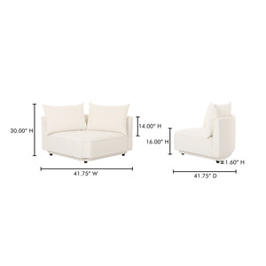 Moe's Home Rosello Modular Sectional Sofa: Stylish, Sustainable Comfort With Versatile Design For Any Space White Upholstery, 30% Recycled Polyester,70% Polyester,Plywood Frame Oa-1011-18