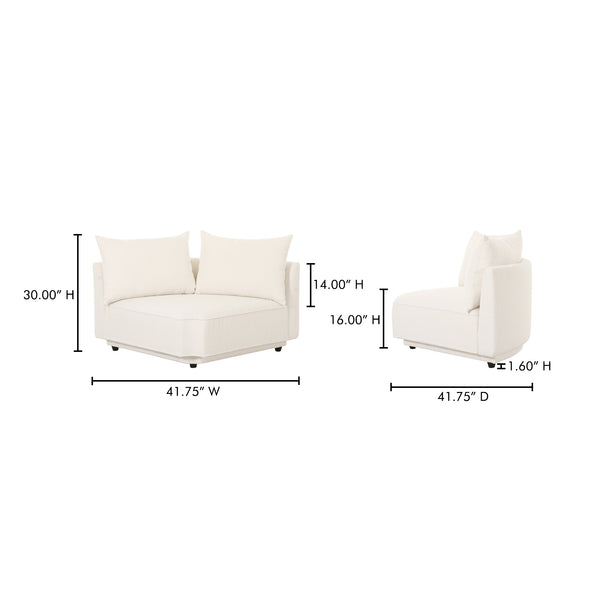 Moe's Home Rosello Modular Sectional Sofa: Stylish, Sustainable Comfort With Versatile Design For Any Space White Upholstery, 30% Recycled Polyester,70% Polyester,Plywood Frame Oa-1011-18