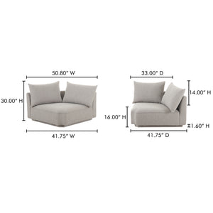 Moe's Home Rosello Modular Sectional Sofa: Stylish, Sustainable Comfort With Versatile Design For Any Space Grey Upholstery, 30% Recycled Polyester,70% Polyester,Plywood Frame Oa-1011-29