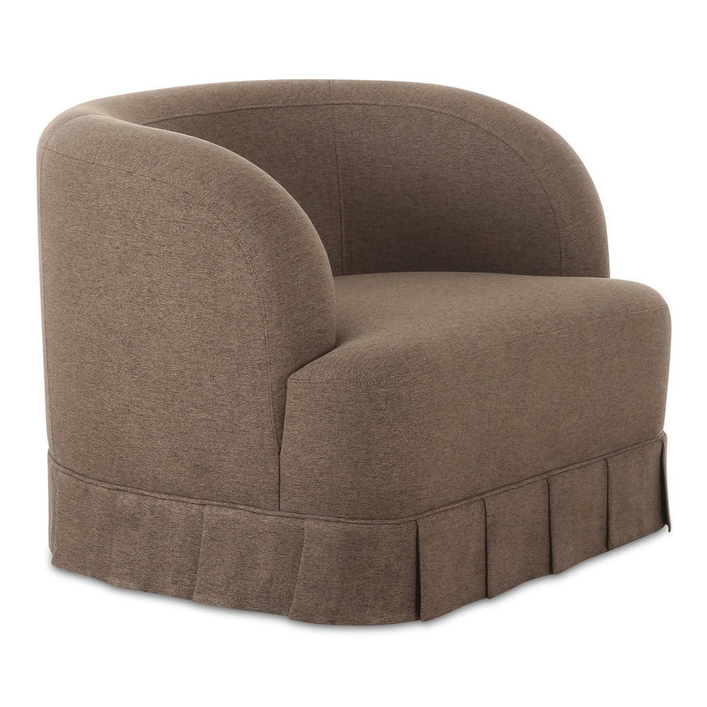 Moe's Home Maren Swivel Chair - Elegant Upholstered Design With Vintage Pleat Base And Soft Curved Aesthetics Brown Upholstery, 100% Polyester,Plywood Frame Oa-1013-03