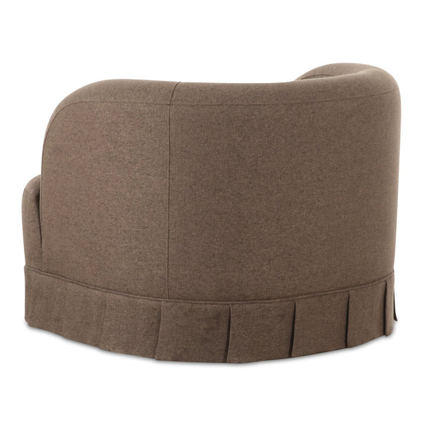 Moe's Home Maren Swivel Chair - Elegant Upholstered Design With Vintage Pleat Base And Soft Curved Aesthetics Brown Upholstery, 100% Polyester,Plywood Frame Oa-1013-03