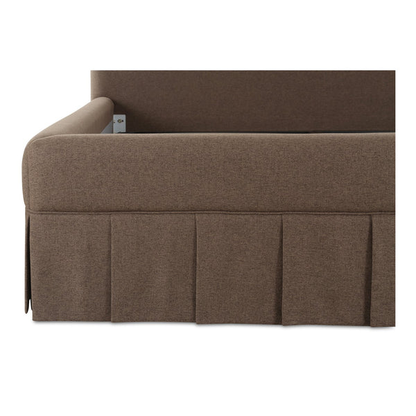 Moe's Home Maren Bed: Elegant Upholstered Design With Vintage Finesse, Soft Curves, And Supportive Slats Brown Upholstery, 100% Polyester,Plywood Frame Oa-1015-03-0