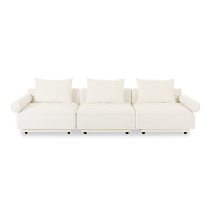 Moe's Home Rosello Modular Sofa - Chic, Sustainable Seating With Textured Fabric & Eco-friendly Design White Upholstery, 30% Recycled Polyester,70% Polyester,Plywood Frame Oa-1017-18