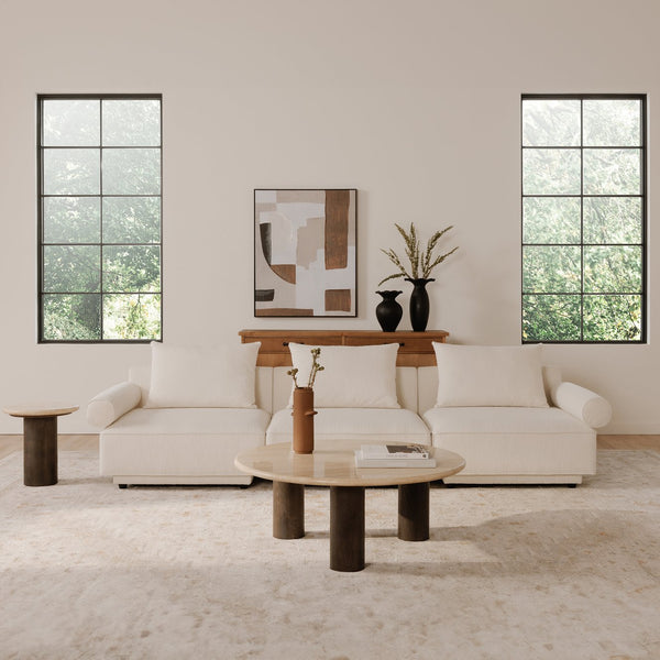 Moe's Home Rosello Modular Sofa - Chic, Sustainable Seating With Textured Fabric & Eco-friendly Design White Upholstery, 30% Recycled Polyester,70% Polyester,Plywood Frame Oa-1017-18