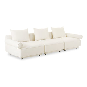 Moe's Home Rosello Modular Sofa - Chic, Sustainable Seating With Textured Fabric & Eco-friendly Design White Upholstery, 30% Recycled Polyester,70% Polyester,Plywood Frame Oa-1017-18
