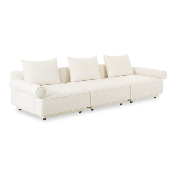 Moe's Home Rosello Modular Sofa - Chic, Sustainable Seating With Textured Fabric & Eco-friendly Design White Upholstery, 30% Recycled Polyester,70% Polyester,Plywood Frame Oa-1017-18