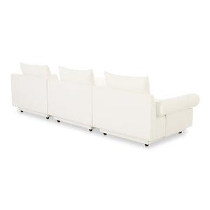 Moe's Home Rosello Modular Sofa - Chic, Sustainable Seating With Textured Fabric & Eco-friendly Design White Upholstery, 30% Recycled Polyester,70% Polyester,Plywood Frame Oa-1017-18