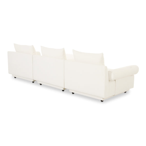 Moe's Home Rosello Modular Sofa - Chic, Sustainable Seating With Textured Fabric & Eco-friendly Design White Upholstery, 30% Recycled Polyester,70% Polyester,Plywood Frame Oa-1017-18