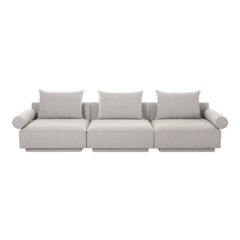 Moe's Home Rosello Modular Sofa - Chic, Sustainable Seating With Textured Fabric & Eco-friendly Design Grey Upholstery, 30% Recycled Polyester,70% Polyester,Plywood Frame Oa-1017-29