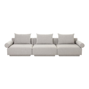 Moe's Home Rosello Modular Sofa - Chic, Sustainable Seating With Textured Fabric & Eco-friendly Design Grey Upholstery, 30% Recycled Polyester,70% Polyester,Plywood Frame Oa-1017-29