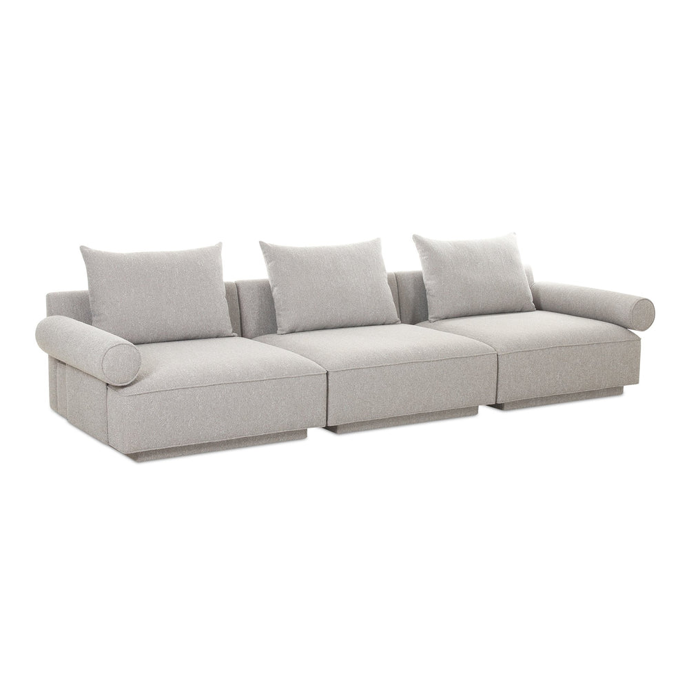 Moe's Home Rosello Modular Sofa - Chic, Sustainable Seating With Textured Fabric & Eco-friendly Design Grey Upholstery, 30% Recycled Polyester,70% Polyester,Plywood Frame Oa-1017-29