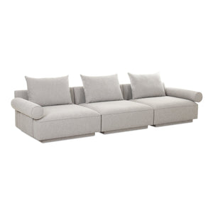 Moe's Home Rosello Modular Sofa - Chic, Sustainable Seating With Textured Fabric & Eco-friendly Design Grey Upholstery, 30% Recycled Polyester,70% Polyester,Plywood Frame Oa-1017-29