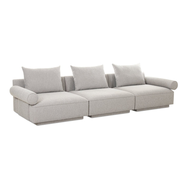 Moe's Home Rosello Modular Sofa - Chic, Sustainable Seating With Textured Fabric & Eco-friendly Design Grey Upholstery, 30% Recycled Polyester,70% Polyester,Plywood Frame Oa-1017-29