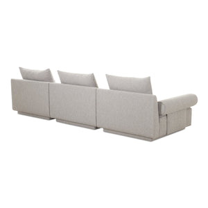 Moe's Home Rosello Modular Sofa - Chic, Sustainable Seating With Textured Fabric & Eco-friendly Design Grey Upholstery, 30% Recycled Polyester,70% Polyester,Plywood Frame Oa-1017-29
