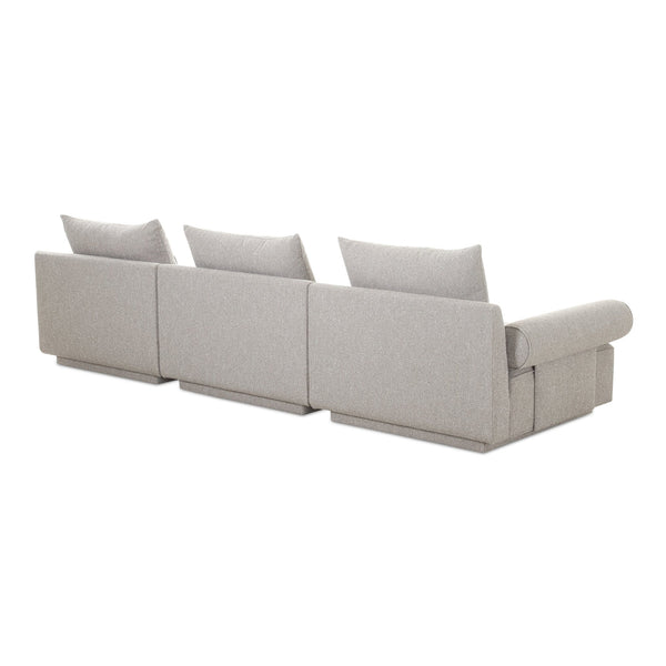 Moe's Home Rosello Modular Sofa - Chic, Sustainable Seating With Textured Fabric & Eco-friendly Design Grey Upholstery, 30% Recycled Polyester,70% Polyester,Plywood Frame Oa-1017-29
