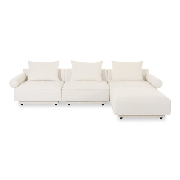 Moe's Home Rosello Modular Sectional Sofa - Eco-friendly Design With Versatile Comfort And Stylish Textured Fabric White Upholstery, 30% Recycled Polyester,70% Polyester,Plywood Frame Oa-1018-18