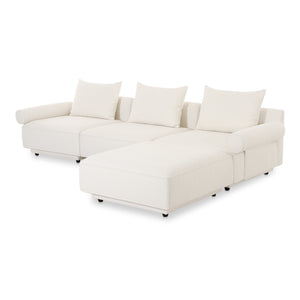 Moe's Home Rosello Modular Sectional Sofa - Eco-friendly Design With Versatile Comfort And Stylish Textured Fabric White Upholstery, 30% Recycled Polyester,70% Polyester,Plywood Frame Oa-1018-18