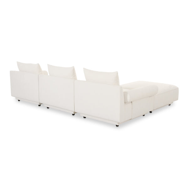 Moe's Home Rosello Modular Sectional Sofa - Eco-friendly Design With Versatile Comfort And Stylish Textured Fabric White Upholstery, 30% Recycled Polyester,70% Polyester,Plywood Frame Oa-1018-18
