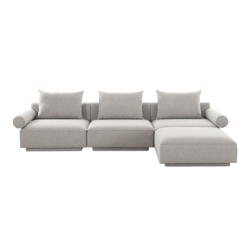 Moe's Home Rosello Modular Sectional Sofa - Eco-friendly Design With Versatile Comfort And Stylish Textured Fabric Grey Upholstery, 30% Recycled Polyester,70% Polyester,Plywood Frame Oa-1018-29