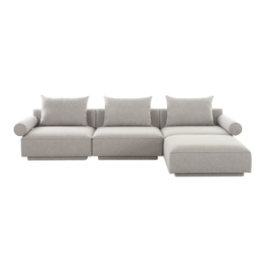 Moe's Home Rosello Modular Sectional Sofa - Eco-friendly Design With Versatile Comfort And Stylish Textured Fabric Grey Upholstery, 30% Recycled Polyester,70% Polyester,Plywood Frame Oa-1018-29