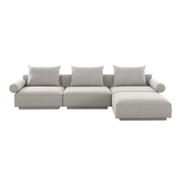 Moe's Home Rosello Modular Sectional Sofa - Eco-friendly Design With Versatile Comfort And Stylish Textured Fabric Grey Upholstery, 30% Recycled Polyester,70% Polyester,Plywood Frame Oa-1018-29