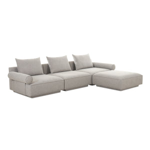 Moe's Home Rosello Modular Sectional Sofa - Eco-friendly Design With Versatile Comfort And Stylish Textured Fabric Grey Upholstery, 30% Recycled Polyester,70% Polyester,Plywood Frame Oa-1018-29