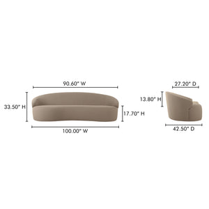 Moe's Home Cove Elegant Outdoor Sofa - Water-resistant, All-weather Design For Stylish And Comfortable Seating Taupe Upholstery, 100% Polyester,Antiseptic Plywood Frame Oa-1021-39
