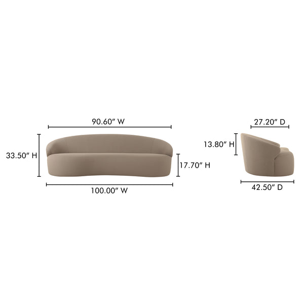 Moe's Home Cove Elegant Outdoor Sofa - Water-resistant, All-weather Design For Stylish And Comfortable Seating Taupe Upholstery, 100% Polyester,Antiseptic Plywood Frame Oa-1021-39